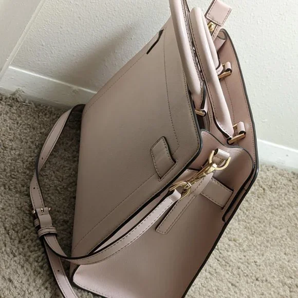 Rayne Medium Saffiano Leather Satchel (Powder Blush - Picture 3 of 8